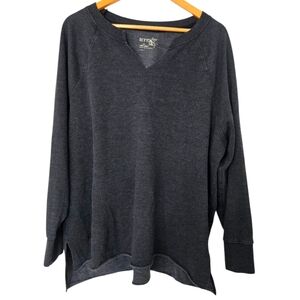 Terra & Sky Charcoal V-Neck Sweater Size 1x